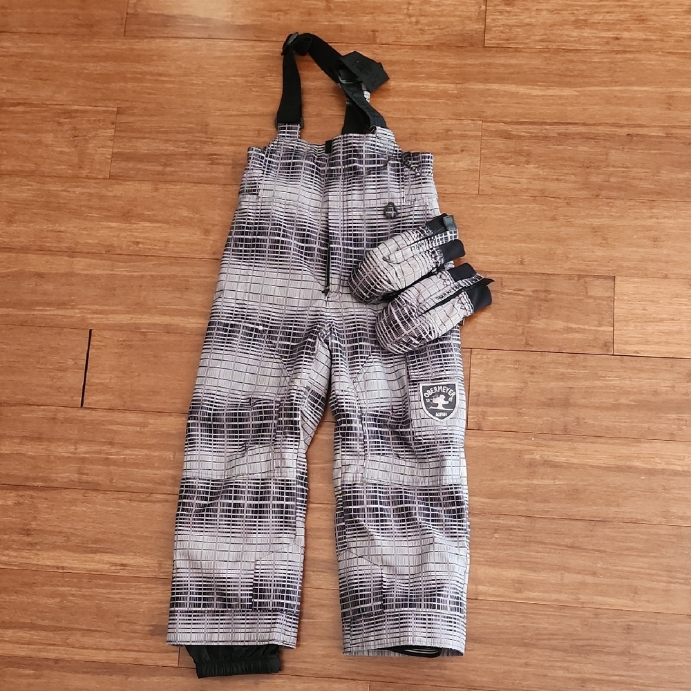 Obermeyer Black and White Kids Ski Pants With Gloves Size 6